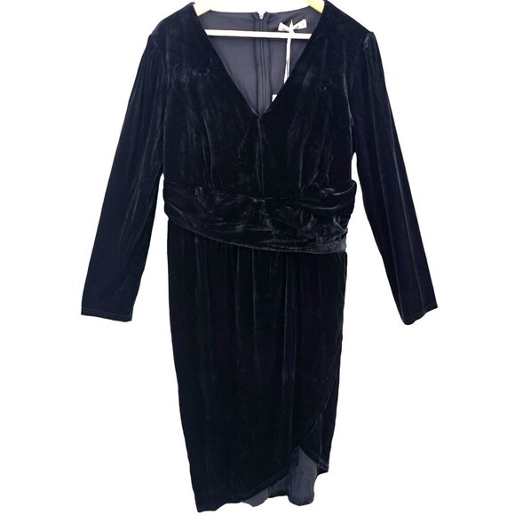 Grace Karin‎ Womens Plus Size 2X Black Long Sleeve Velvet Dress NWT - Picture 1 of 13
